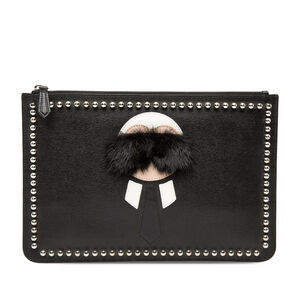 Pre-Loved Fendi Calfskin Karlito Clutch